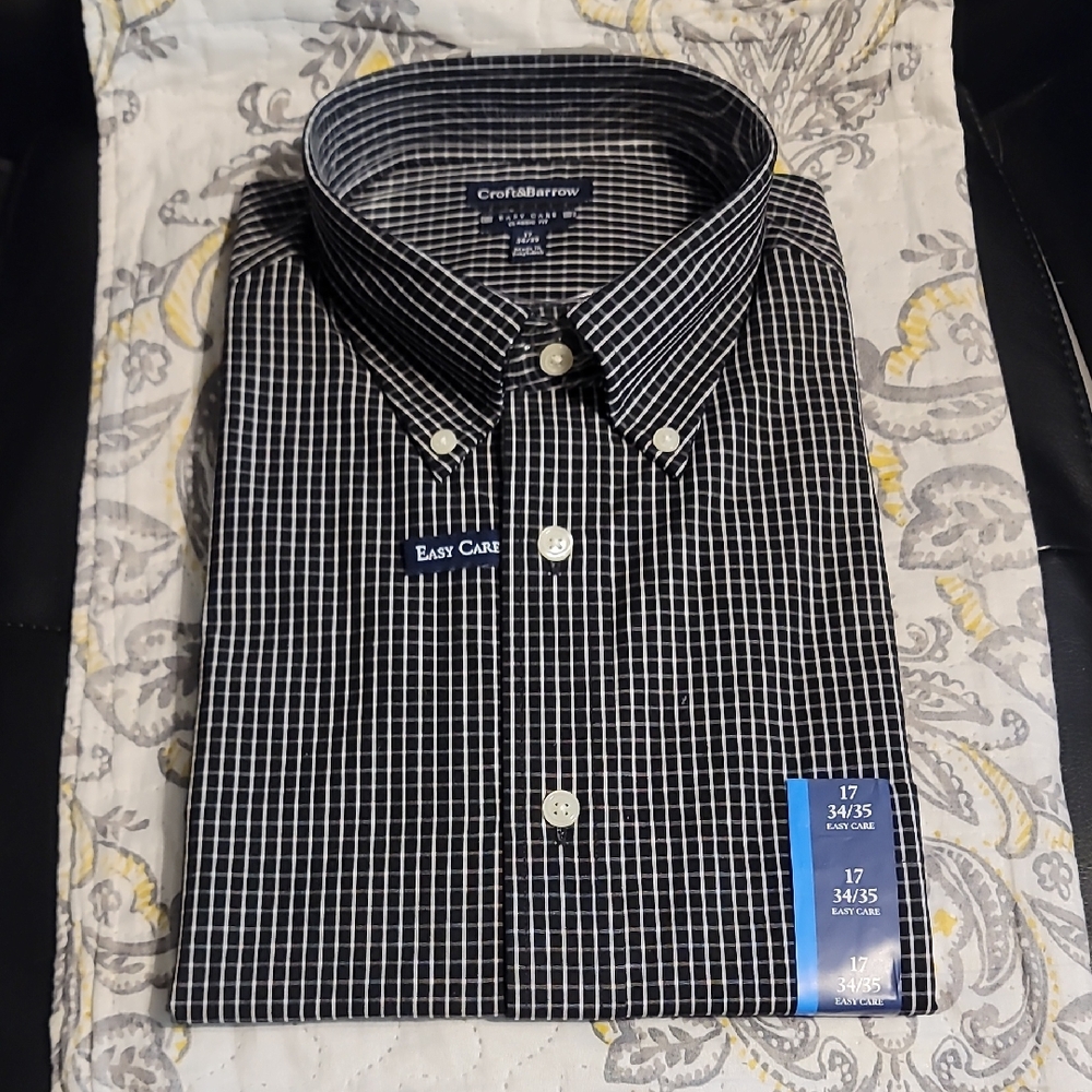 Croft & Barrow Men's Black Checkered Shirt